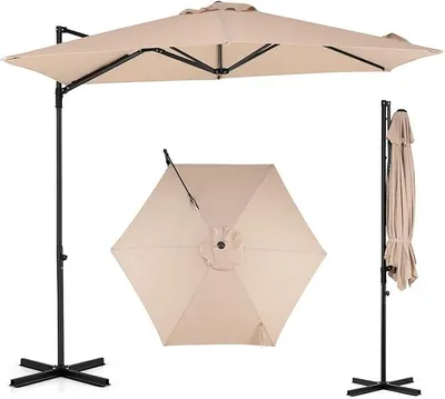 Produktbild von KOMFOTTEU Ampelschirm 290 cm, 360° drehbarer Sonnenschirm mit Kurbel & doppellagigem Schirmdach, Gartenschirm mit Ständer, sonnenschutz, Balkonschirm, Marktschirm für Terrasse & Garten