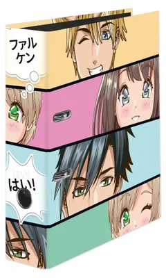 Produktbild von Original Falken 6er Pack Motiv-Ordner Manga Faces. Germany. 8 cm breit DIN A4 Ringordner Aktenordner Briefordner Büroordner Plastikordner Motivordner
