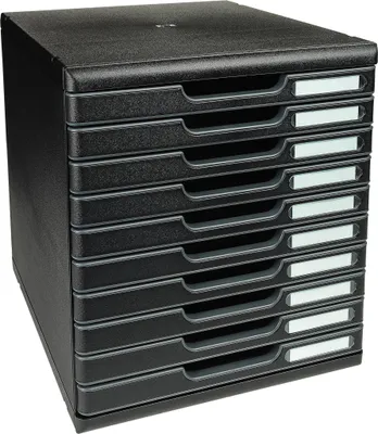 Produktbild von Exacompta Schubladenbox MODULO A4, 10 geschlossene Schubladen, Schwarz, 302414D