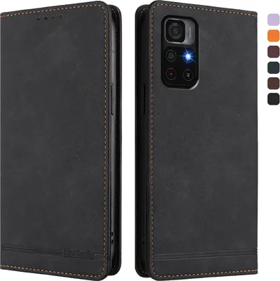 Produktbild von Hülle für Xiaomi Poco M4 Pro 5G/Redmi Note 11 5G, Retro Kunstleder Ständer Klapphülle mit Kartenfächer und Magnetische Schwarz