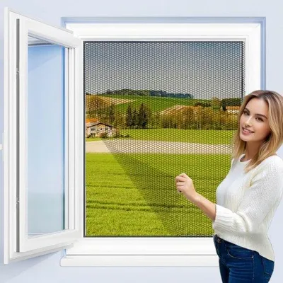 Produktbild von Ibenzoa® Fliegengitter für Fenster – zuschneidbares Insektenschutznetz 130×150 cm, schwarz, Klettband 5,6 m (1 cm) – Montage ohne Bohren