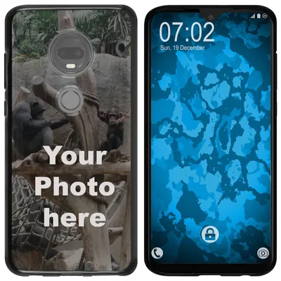 Produktbild von PhoneNatic Case kompatibel mit Moto G7 Personalisierte Handyhülle  schwarz zum selbst gestalten mit eigenem Foto