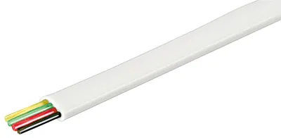 Image de Goobay 93305 Câble téléphonique plat, bobine de 100 m, AWG 28,CCA (aluminium plaqué cuivre), blanc - 4 conducteurs