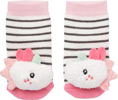 Produktbild von Rasselsocken Einhorn – Activity-Babysöckchen mit Tier-Köpfchen - Lernspielzeug für Babys von 0-12 Monaten