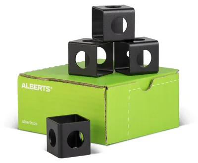 Zdjęcie produktu dla Alberts Multi Cube Stahl schwarz kunststoffbeschichtet 40 x 40 x 40 mm 4er Set
