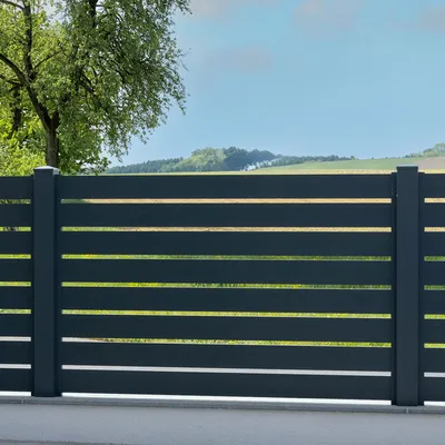 Produktbild von Alu Gartenzaun Dublin Latten-Paket (8 Stück) - Höhe: 110 cm, Breite: 250 cm, Farbe: anthrazit RAL 7016
