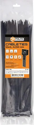 Produktbild von Kabelbinder, Nylon, schwarz, 4 x 350 mm, 100 Stück Polax