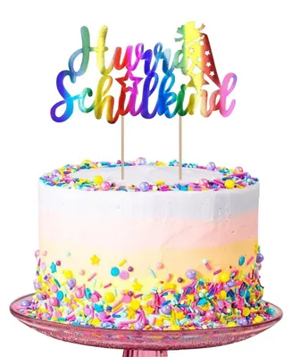 Produktbild von Tortendeko Einschulung Bunt Glitzer Hurra Schulkind Junge Mädchen Schulanfang Cake Topper Set