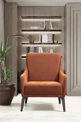 Produktbild von Sessel Ohrensessel Stoffsessel Einsitzer Stoff Orange Polster Möbel