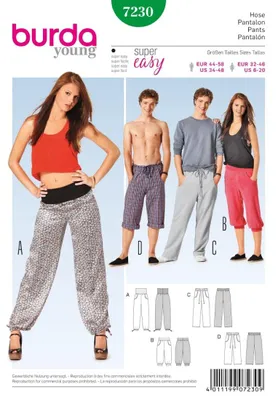 Produktbild von Schnittmuster Freizeithose fïr Sie und Ihn - Burda n°7230