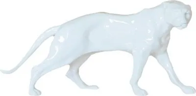 Produktbild von Casa Padrino Luxus Deko Figur Panther Weiß 26 x 8 x H. 11 cm - Kunststein Skulptur - Deko Accessoires