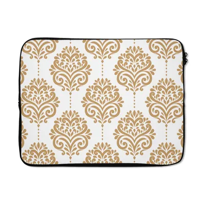 Produktbild von MuchoWow® Laptop Hülle 15 Zoll Vintage - Blumen - Gold - Design Laptoptasche - Laptoptasche - Sleeve - Rundum-Schutz