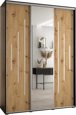 Produktbild von MEBLE KRYSPOL Cannes 13 Schrank mit 3 Schiebetüren - 205,2x170x60 cm - Schwarz Artisan Silber