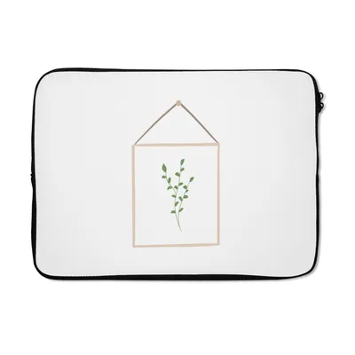 Produktbild von MuchoWow® Laptop Hülle 13 Zoll Blatt - Natürlich - Rahmen - Weiß Laptoptasche - Laptophülle - Sleeve - Rundumschutz