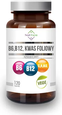 WITAMINA B6 + B12 + KWAS FOLIOWY 120 KAPSUŁEK - SOUL FARM