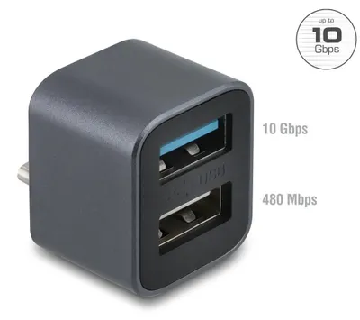 Obrázok produktu pre Delock Mini USB rozbočovač s konektorom USB Type-C™ na 1 x USB 10 Gbps USB typu A