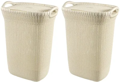 Produktbild von Curver Knit Wäschebox mit Deckel – 2er-Set, 57 L, weiß