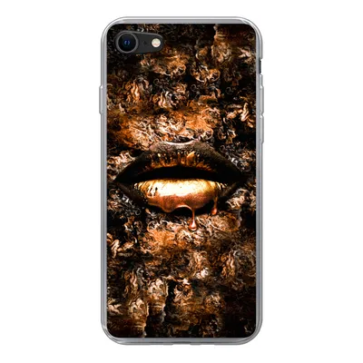 Produktbild von MuchoWow® Handyhülle Schutzhülle Hülle für iPhone SE 2020 Frau - Lippen - Kupfer Silikon Softcase Handy Hülle - Kartenbesitzer