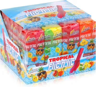 Produktbild von Flic'n'lic Lutscher Tropical 24 Stück 336g - Doppelter Fruchtgeschmack