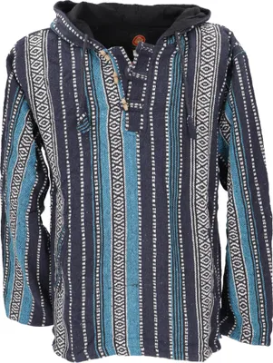 Produktbild von Goa Kapuzenshirt, Baja Hoodie, Boho Style Kapuzenpullover - Blau, Herren, Baumwolle, Größe: XL