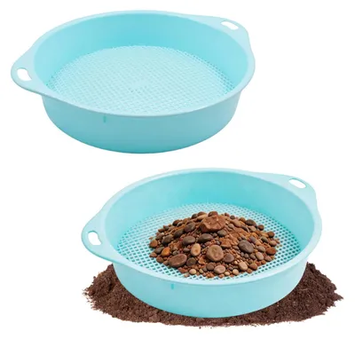 Productafbeelding van Set van 2 Tuinzeven met Handvat - Ronde Zeef voor Aarde en Compost