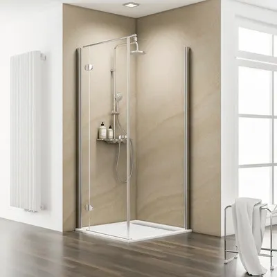 Produktbild von Duschtür mit Seitenwand mit Drehtür SCHULTE MasterClass ExpressPlus 90 x 90 cm Profil chrom Klarglas schmutzabweisende G