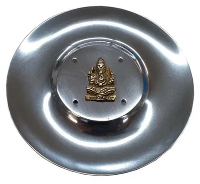 Produktbild von Räucherstäbchenhalter "Ganesha" Messingrelief auf Metall rund 10 cm