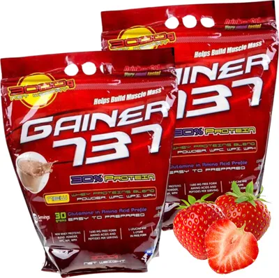 Produktbild von GAINER 737 Neu Wey Protein Complex Mass Glutamin Muskelaufbau Erdbeere 2x 3kg