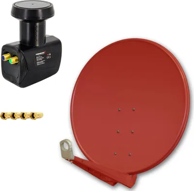 Produktbild von PremiumX DELUXE100 Satellitenantenne 100 cm Alu Ziegelrot Twin LNB Schwarz 4x F-Stecker