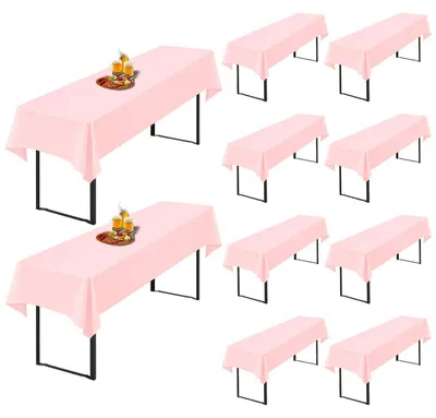 Immagine prodotto di Copri tavoli da birra, 10 pezzi, rosa, in poliestere, 250x100 cm, opachi, lavabili