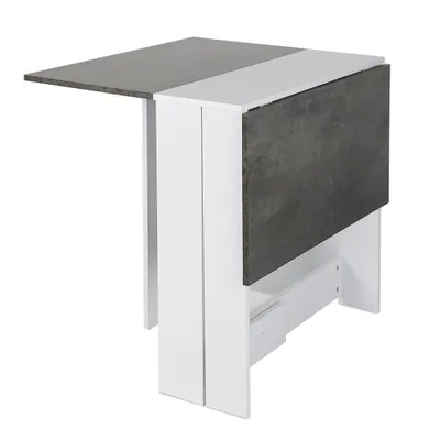 Produktbild von Platzsparender Esstisch, Küchentisch aus Holz, Vielseitiger Tisch, Klapptisch für 4–6 Personen,Esszimmertisch für Küche 103x76x73,4cm Weiß +Beton