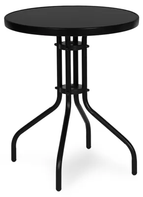 Produktbild von Runder Gartentisch, 60 cm, aus gehärtetem Glas, für Garten, Terrasse und Balkon, schwarz, MultiGarden