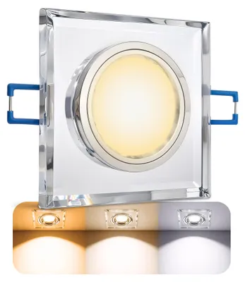 Produktbild von SSC-LUXon flache Design Glas Einbauleuchte ALINA inkl. LumiFLEX LED Leuchtmittel 230V 4W warmweiß + neutralweiß + tageslicht