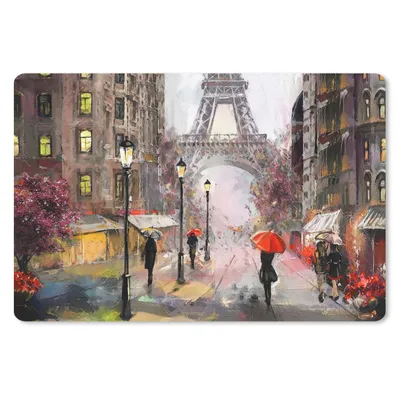 Produktbild von MuchoWow® Mauspad Mousepad Gemälde - Paris - Eiffelturm - Regenschirm - Ölgemälde 27x18 cm - Mousepads - Maus Mat - Pad - Mausunterlage - Büroartikel - Desk Matten
