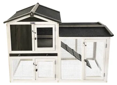 Produktbild von Lendo Online Kaninchenstall 145x45x85 cm Grau Holz