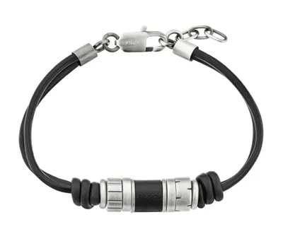 Produktbild von s.Oliver Lederarmband für Herren mit Edelstahl-Elementen