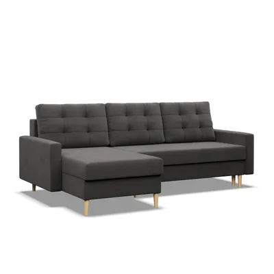 Produktbild von BLANK - Links Ecksofa mit Schlaffunktion, Wendekissen, Bettkasten, Grau