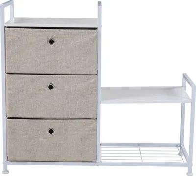 Produktbild von SVITA RUNA 3-Schubladen-Regal Universales Regalsystem Metall Beige/Weiß