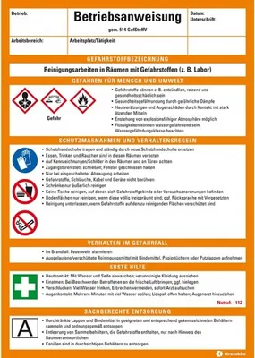 Produktbild von Dreifke® Betriebsanweisung Reinigungsarbeiten in..., CLP/GHS, Kunststoff, 210...