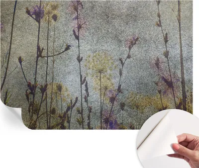 Produktbild von Selbstklebende Wandtapete - Dekorative Tapete für Wohnzimmer - Klebefolie für Wandbilder - Tapetenfolie für Wanddekoration - 104x70 cm - Wildblumen