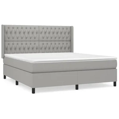 Produktbild von Boxspringbett mit Matratze Hellgrau 180x200 cm Stoff
