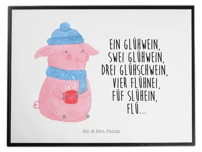 Produktbild von Mr. & Mrs. Panda Schreibunterlage Schweinchen Glühwein - Weiß - Geschenk, Weihnachtsmarkt, schreibtischauflagen, Weihnachten, Betrunken, bastelunterlagen, Spruch