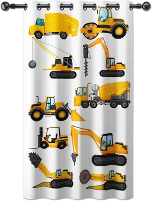 Produktbild von Verdunkelungsrollo mit Bagger-Motiv für das Kinderzimmer – Jungen – Bagger – Traktor – Auto – Baustelle – LKW – Vorhänge – Kinderzimmer