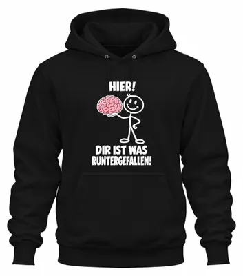 Produktbild von Hier! Dir ist was runtergefallen! Statement Sarkasmus Hoodie Kapuzenpullover, Schwarz, XXL