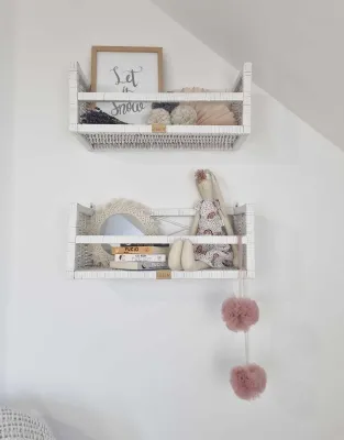 Produktbild von WikliBOX – Wandschrank aus Korbgeflecht, weißes Wandregal (1 stk.)