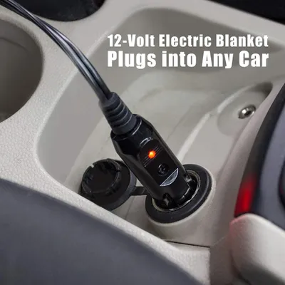 Obrázek produktu pro Elektrická deka do auta, vyhřívaná 12 V fleecová cestovní deka s nastavením teploty pro použití v obytném autě v zimě doma i v kanceláři