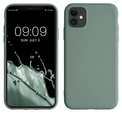 Produktbild von kwmobile Hülle kompatibel mit Apple iPhone 11 Hülle - gummierte TPU Silikon Handyhülle - Schutzhülle für kabelloses Laden - Case in Rainwashed Grün
