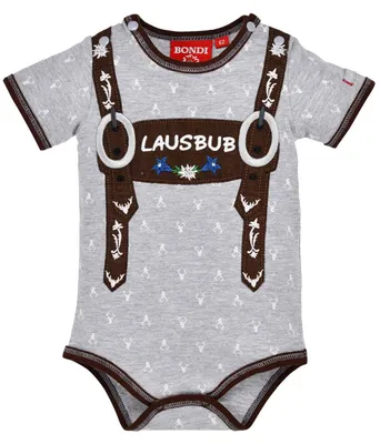 Produktbild von BONDI Baby Kurzarm Body "Lausbub" 91528 | Grey Melange Größe: 56