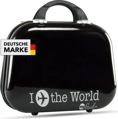 Produktbild von Xonic Kosmetikkoffer Damen – Beauty Case Hartschale für Reisen – Robustes Beautycase Damen mit Tragegriff – Kosmetik Koffer leicht & stabil – Beautycase Damen Hartschale (Fly The World)