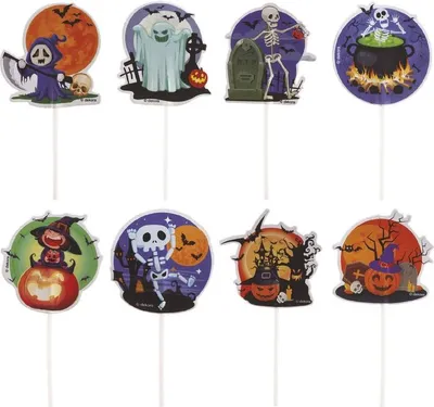 Produktbild von 8 Halloween Kuchen Picker im Set 10cm